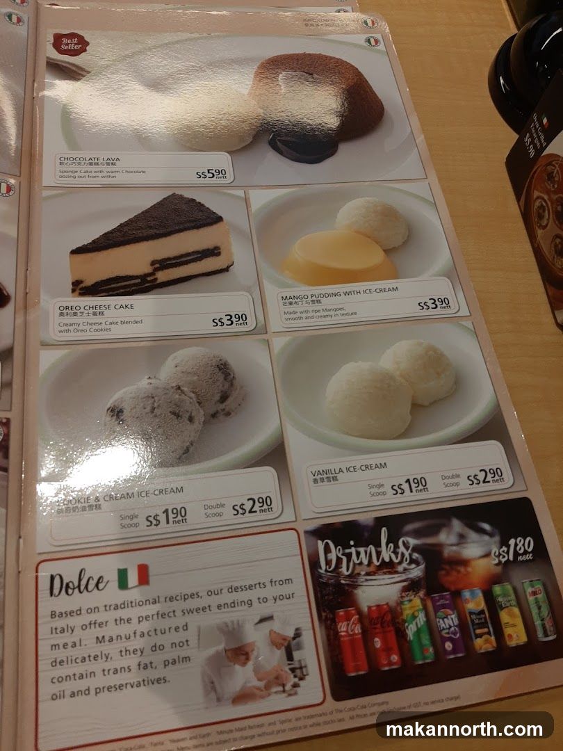 Desserts and Drinks Menu