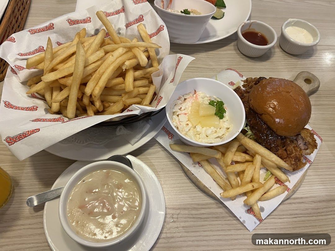Burger Meal with Fries and Soup