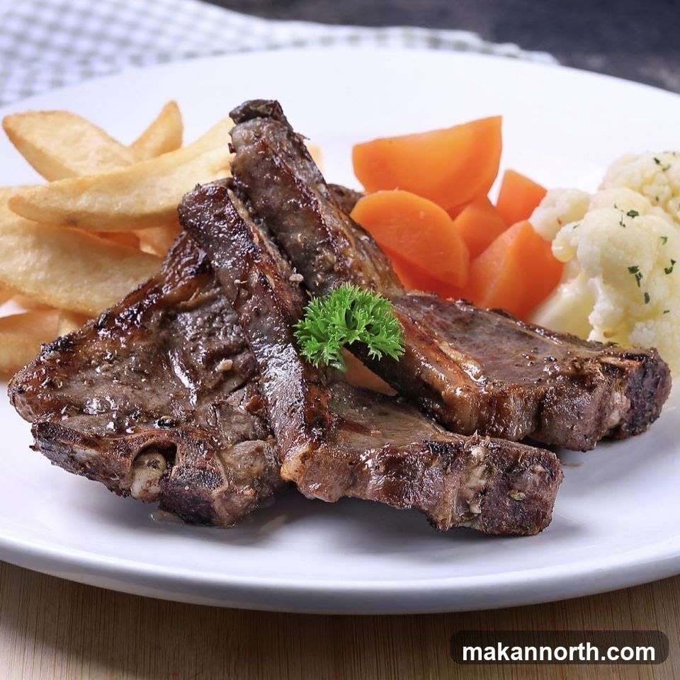 Lamb Chops with Fries and Vegetables