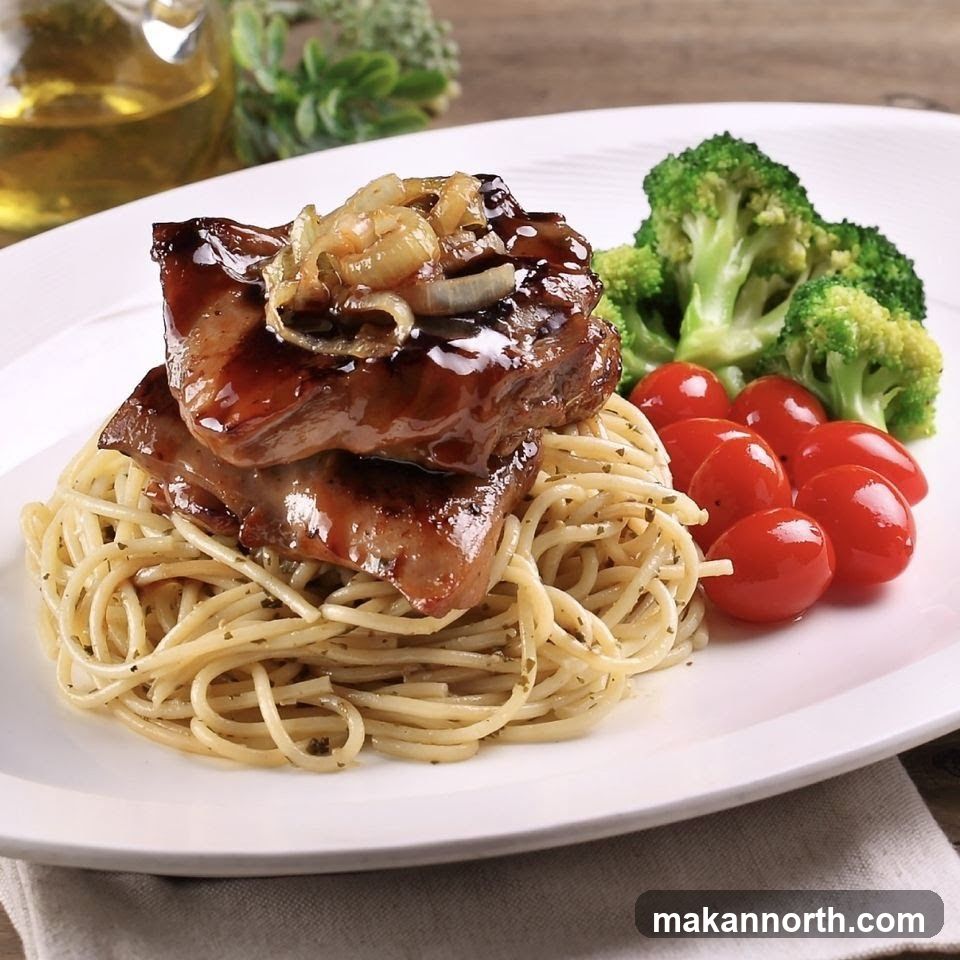 Steak with Spaghetti and Vegetables