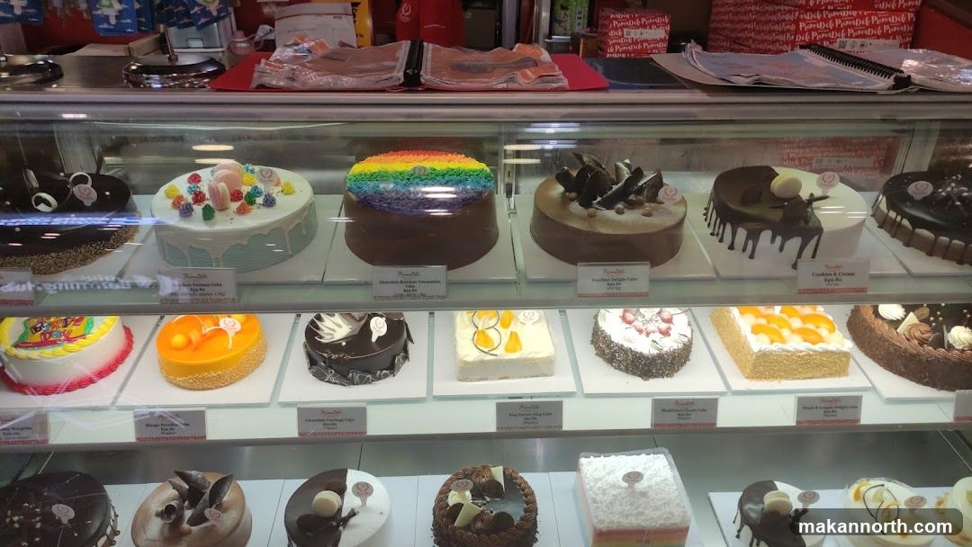 Cakes in a Display Case