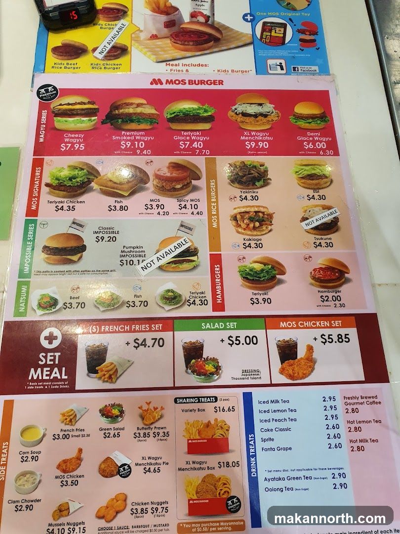 MOS BURGER Menu