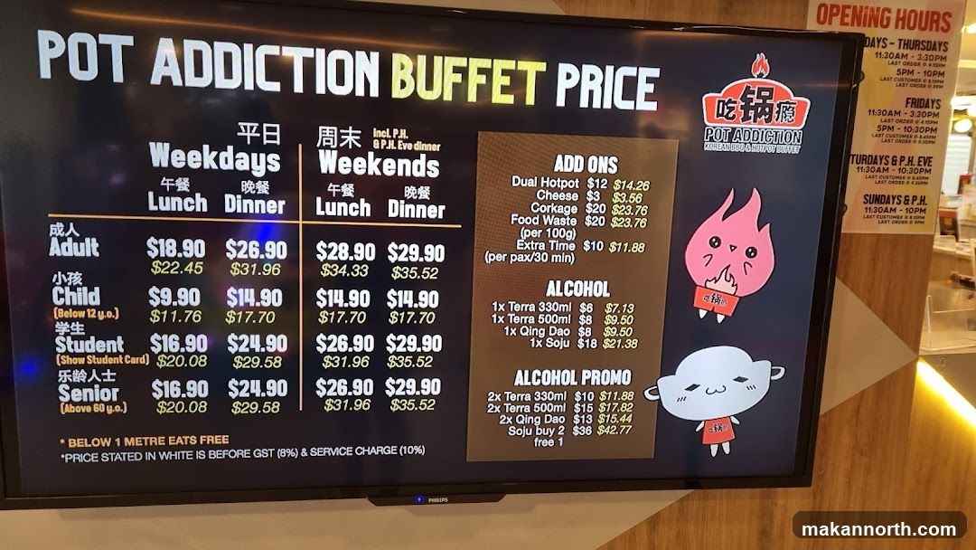 POT ADDICTION BUFFET PRICE