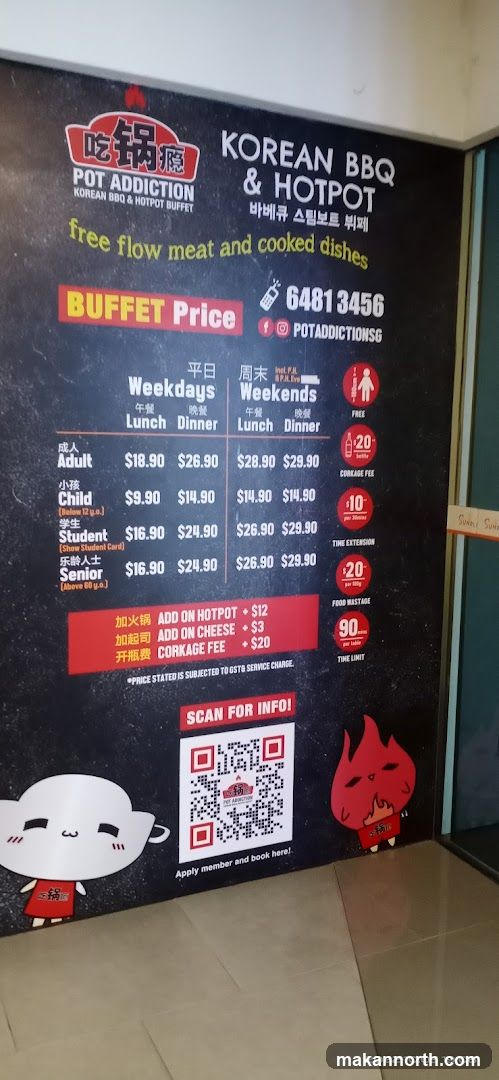 Pot Addiction Korean BBQ & Hotpot Buffet Price List