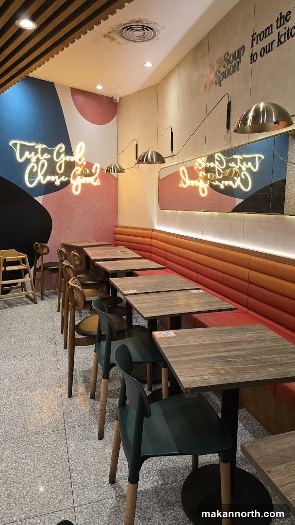 Restaurant Interior with Neon Signs