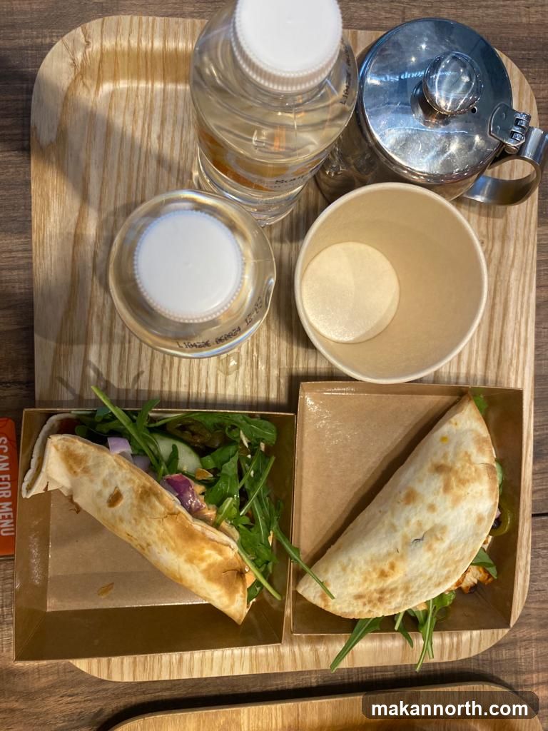 Lunch Tray with Wraps and Drinks