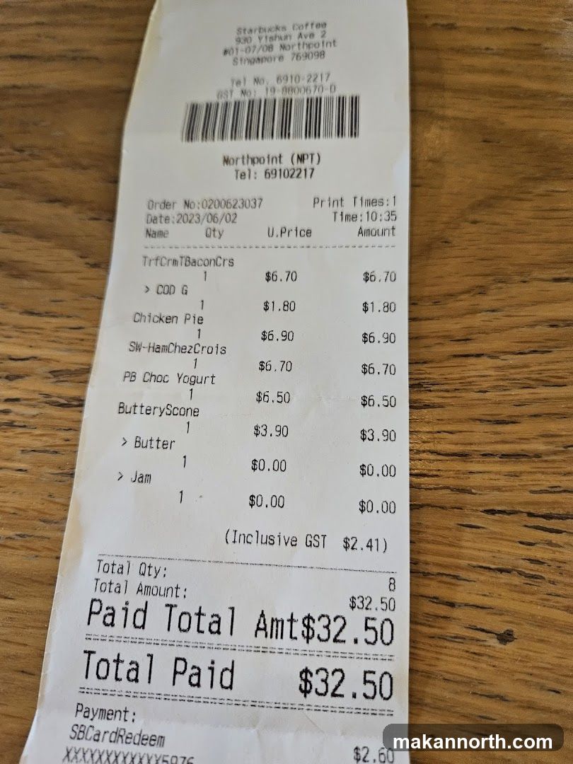 Starbucks Coffee Receipt