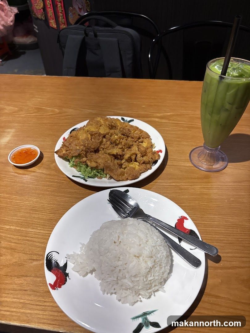 Omelette with Rice and Green Tea