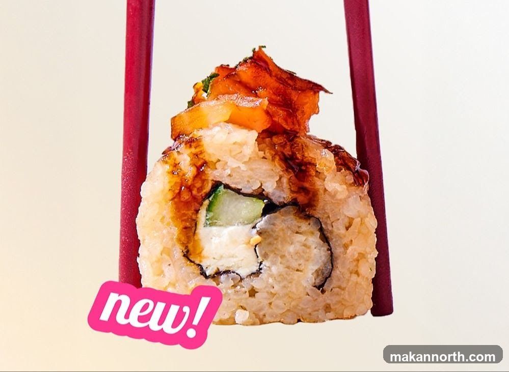 Sushi Roll with "New!" Sticker