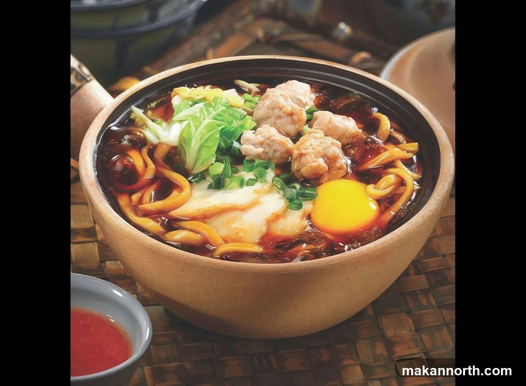 Noodle Soup with Meatballs and Egg