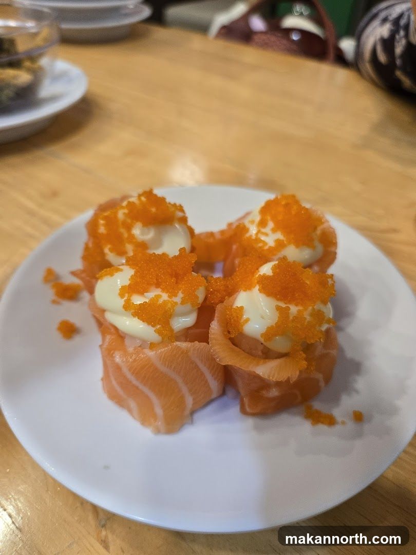 Salmon Rolls with Roe and Cream