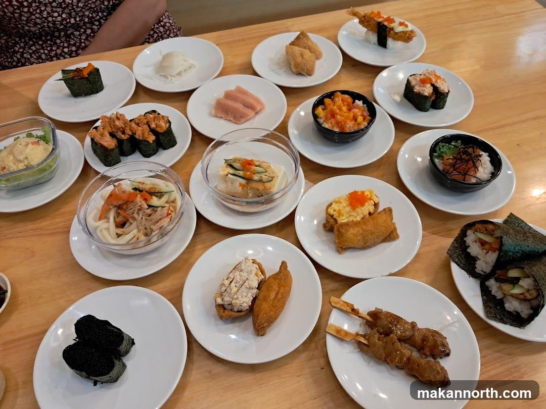 Assortment of Sushi and Japanese Dishes