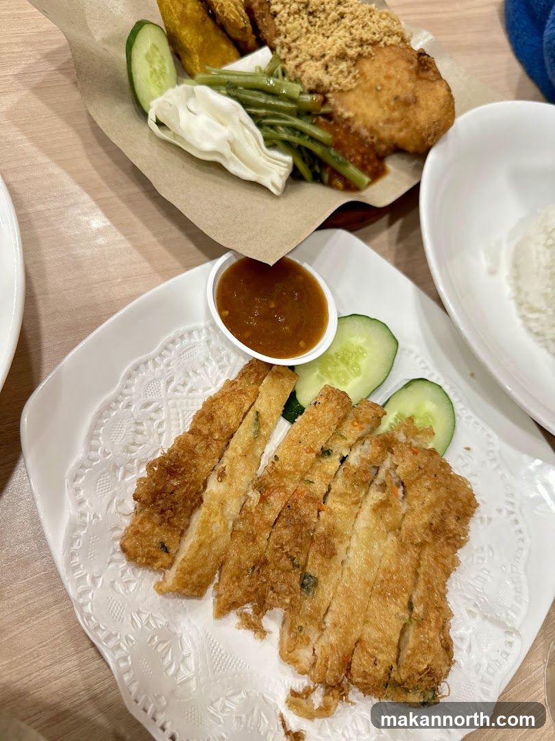 Fried Fish Cakes with Vegetables and Rice
