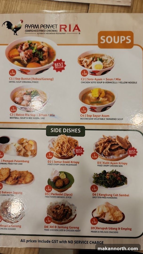 AYAM PENYET RIA Soups and Side Dishes