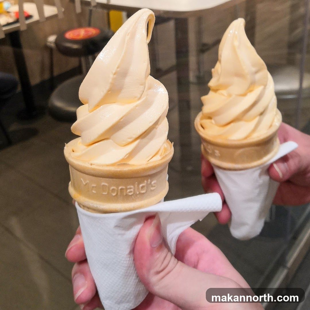 Two soft serve ice creams