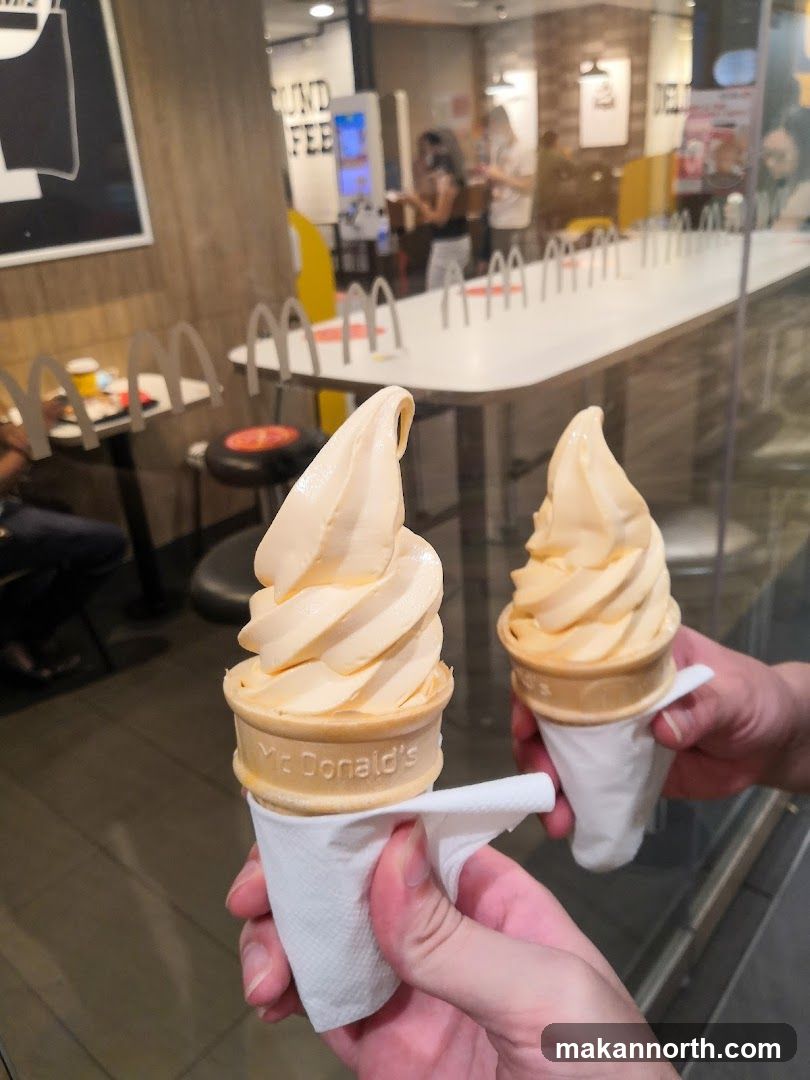 Two soft serve ice creams