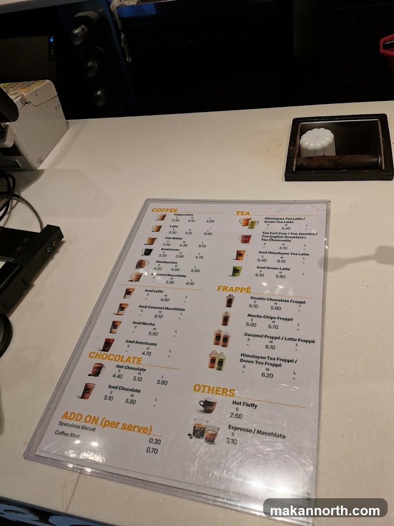 Coffee, Tea, Frappé, Chocolate, and Others Menu