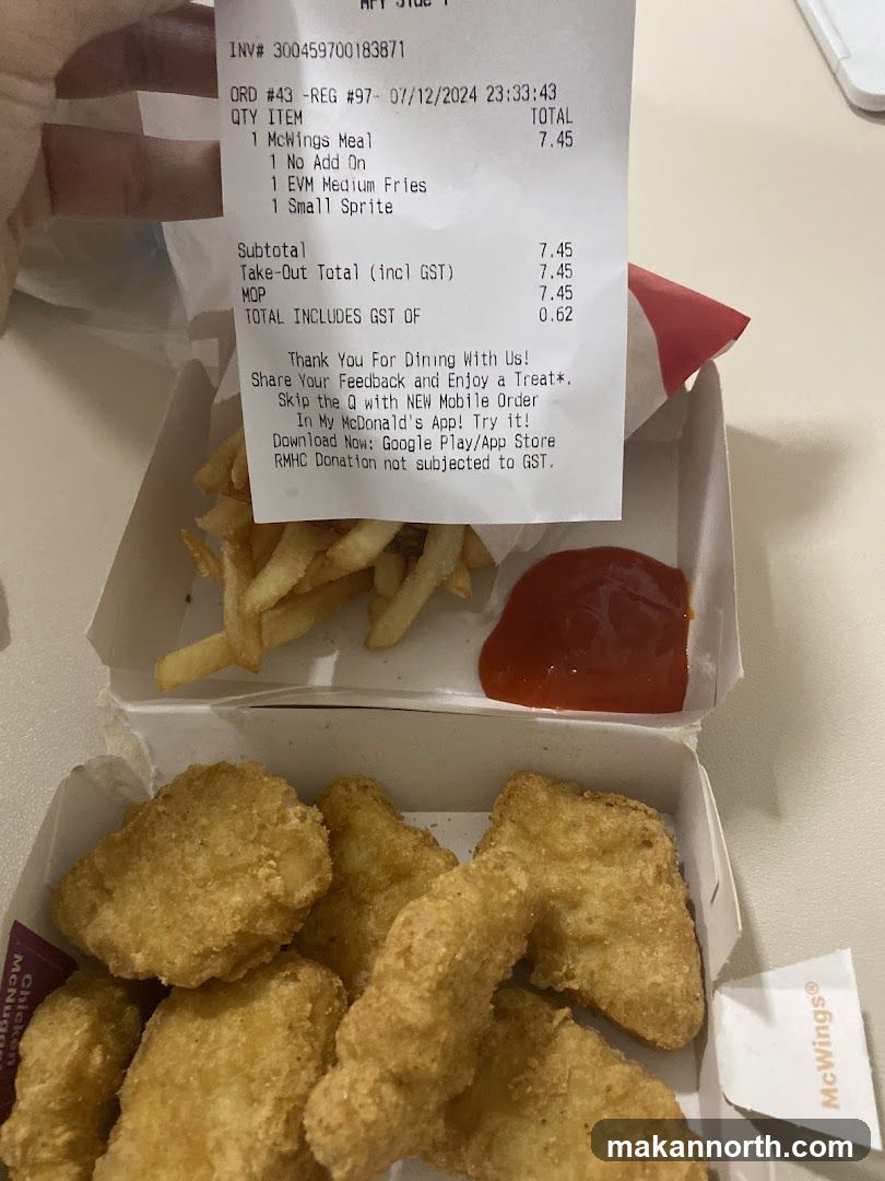 McDonald's Receipt and Food