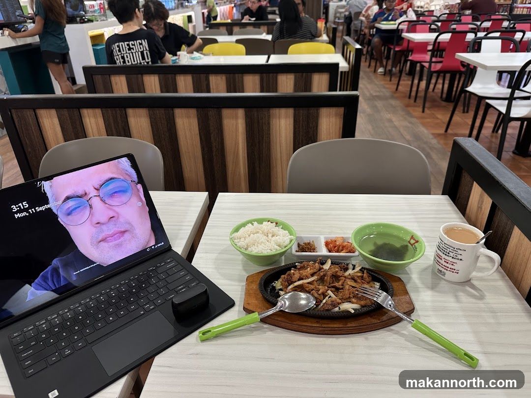 Food and Laptop on Table