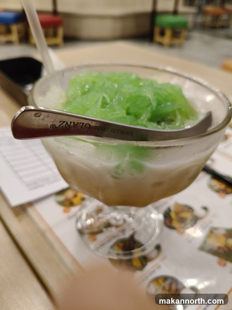 Dessert with Green Jelly and Coconut Milk