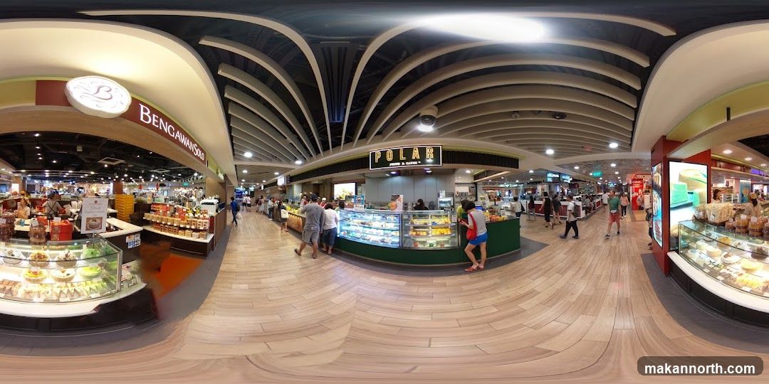 Indoor shopping mall with food stalls
