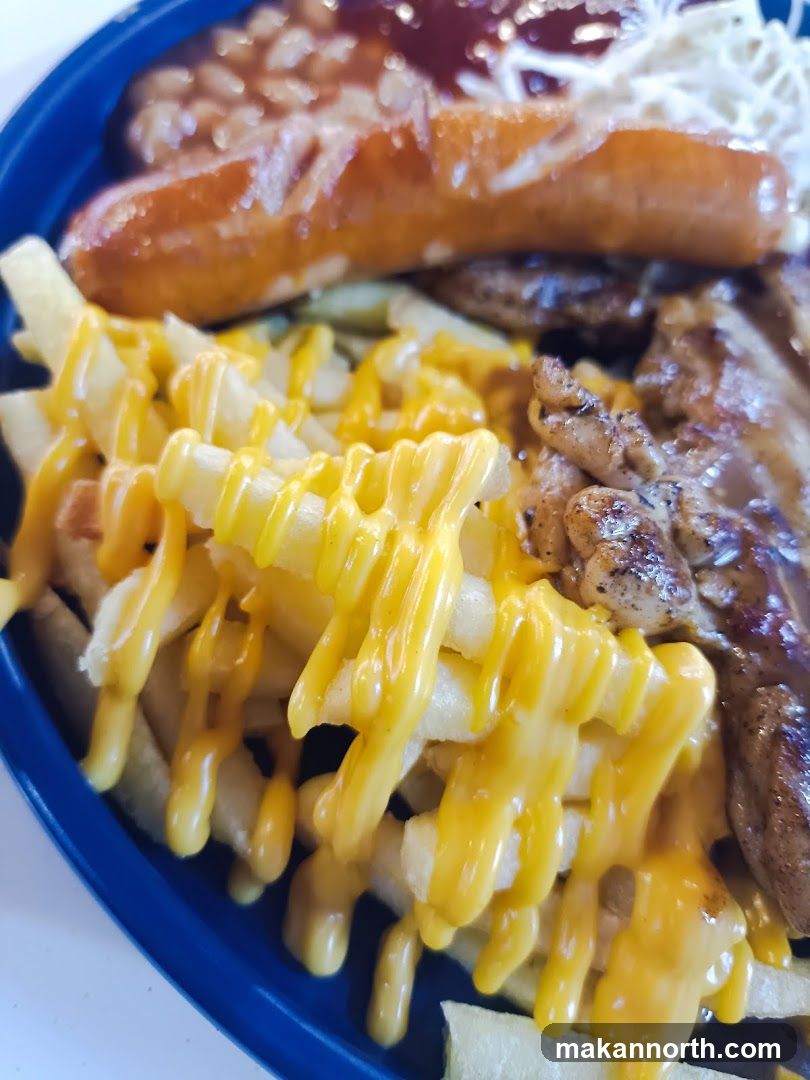 Cheese Fries with Sausage and Beans