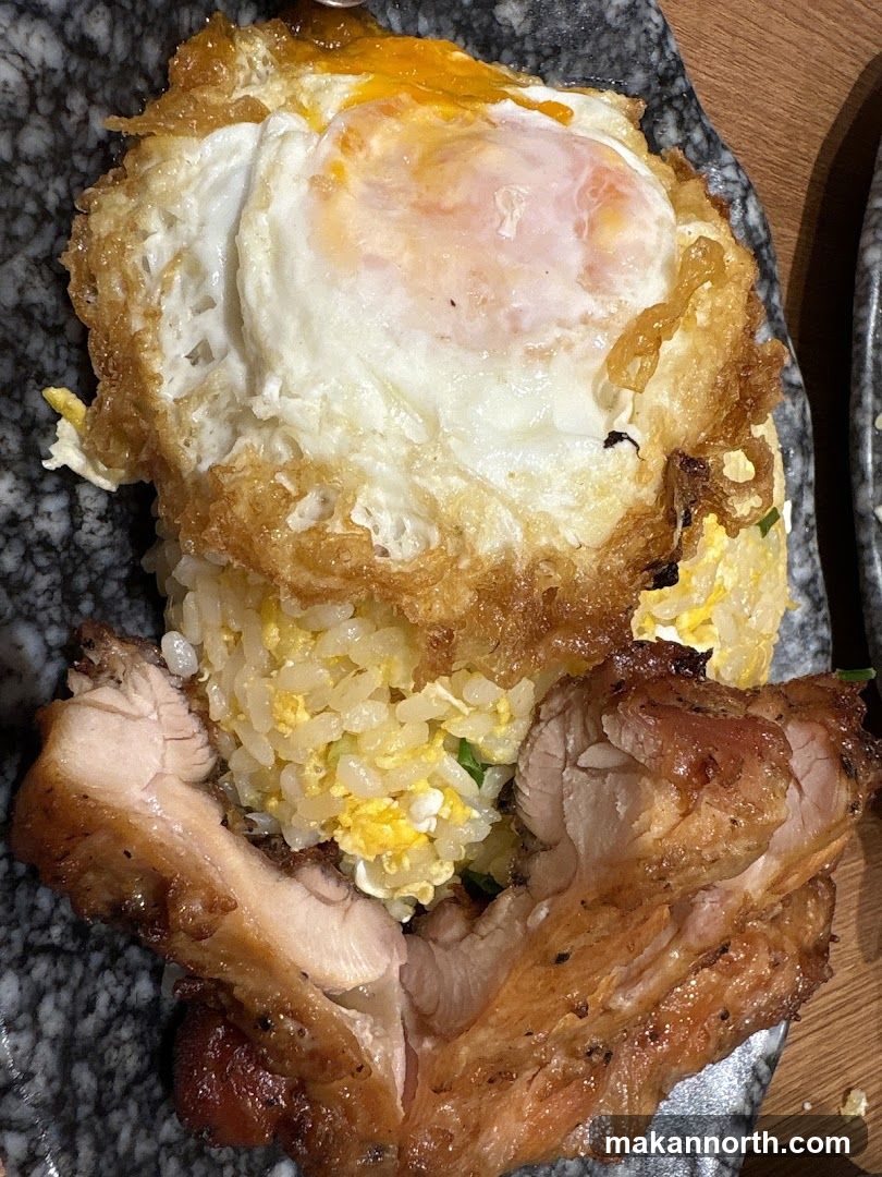 Fried Egg and Chicken with Rice