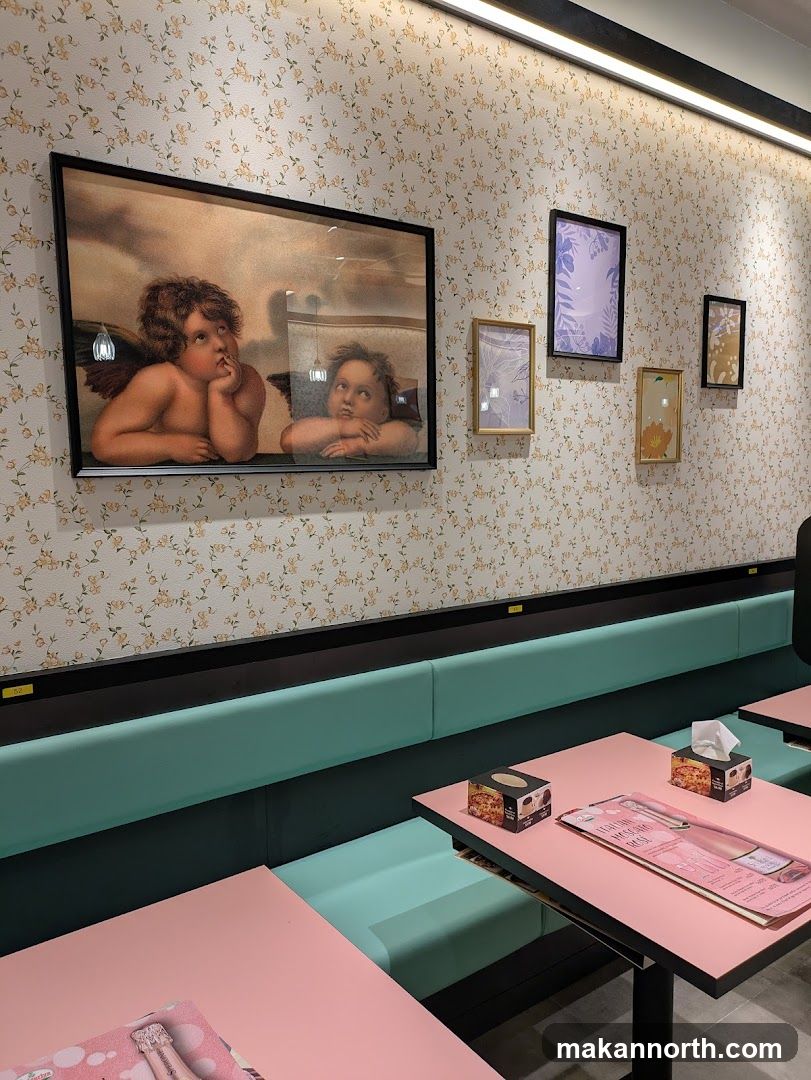 Restaurant Interior with Cherub Art
