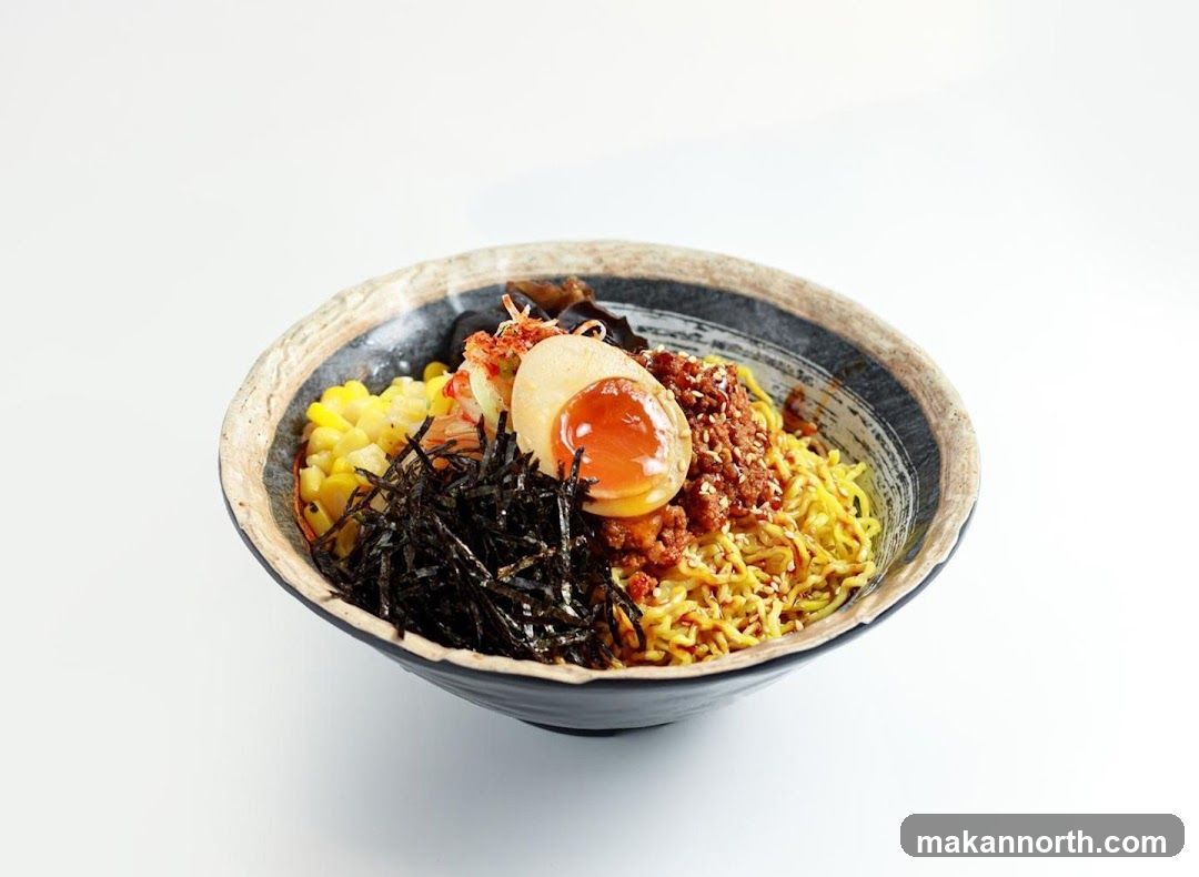 Noodle Bowl with Egg and Corn