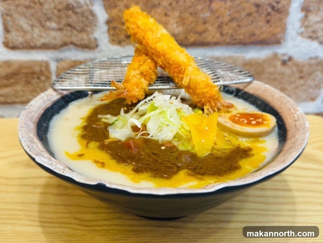 Curry Ramen with Shrimp Tempura