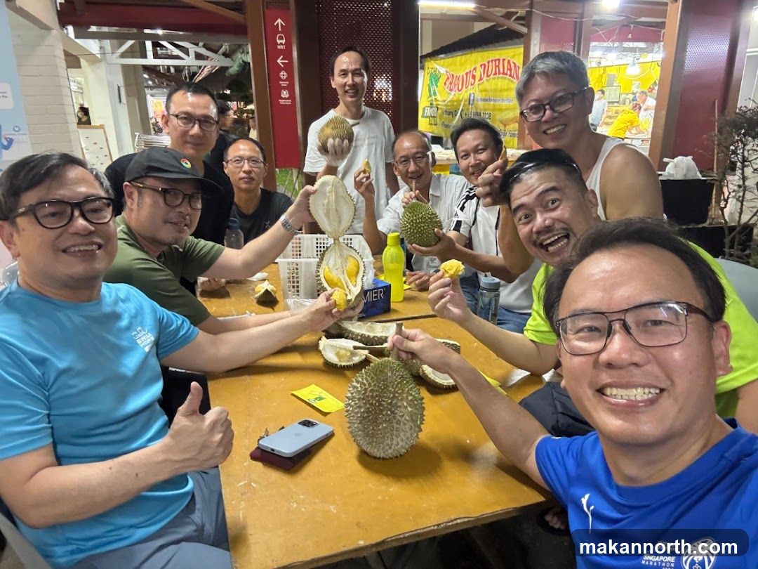 Group enjoying durian