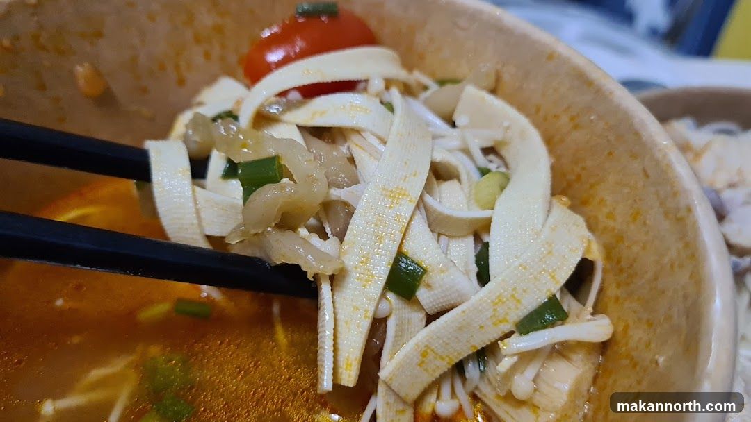 Noodle Soup with Tofu Skin and Enoki Mushrooms