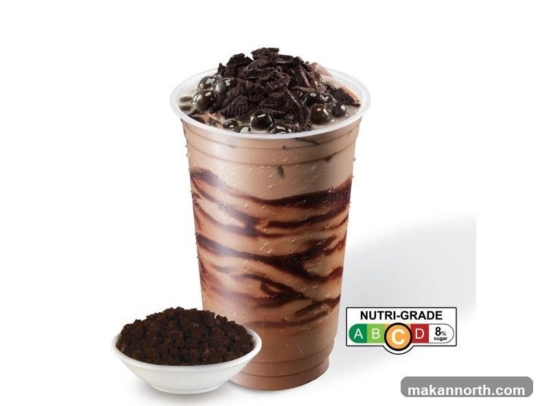 Chocolate Drink with Oreo Crumble and Boba