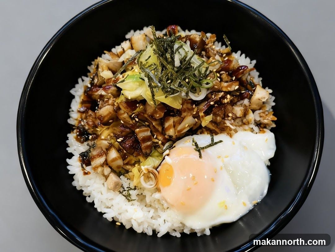Rice bowl with meat and egg