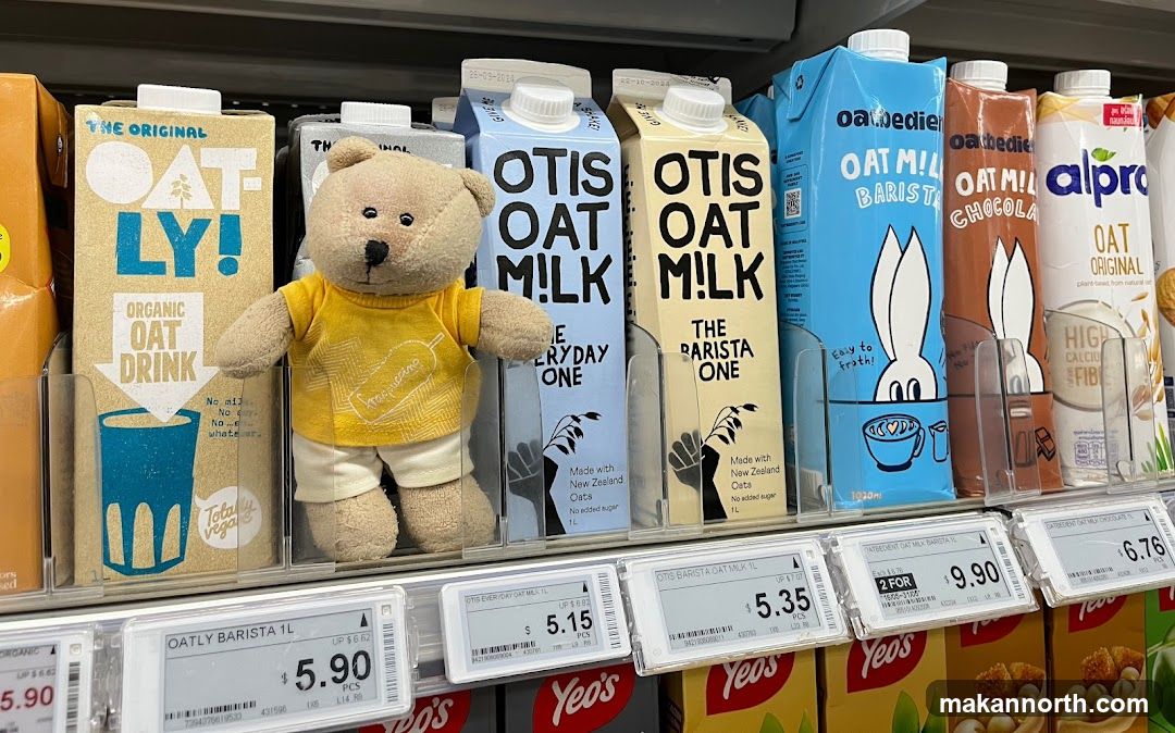 Oat milk products on a shelf