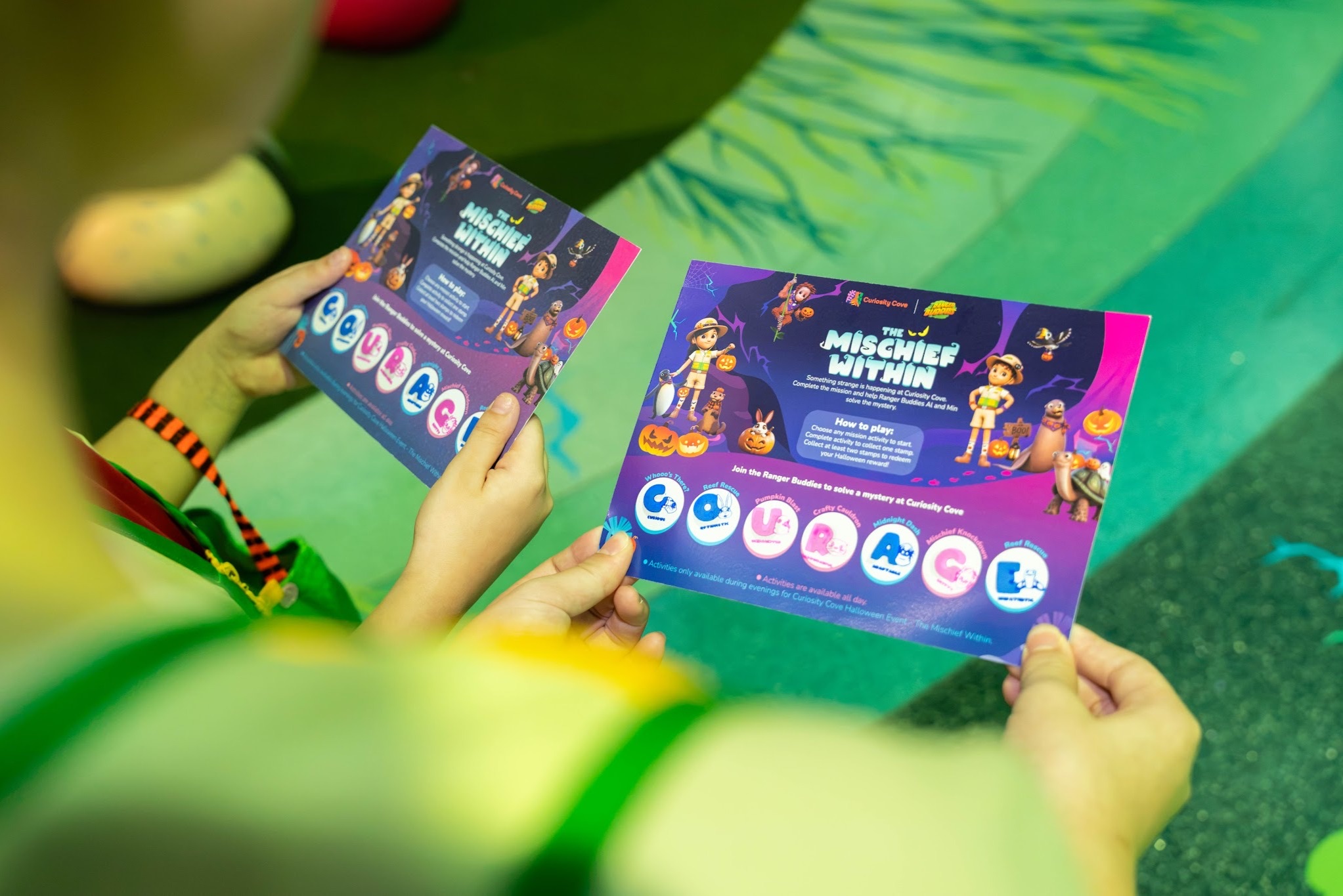 Families on the Sundown mystery trail at Curiosity Cove Mandai Wildlife EAST