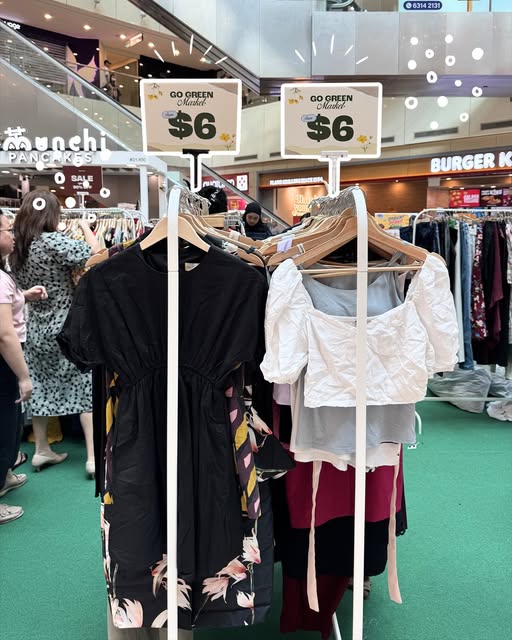 Thrifted fashion pieces on REFASH racks at Northpoint City in Yishun