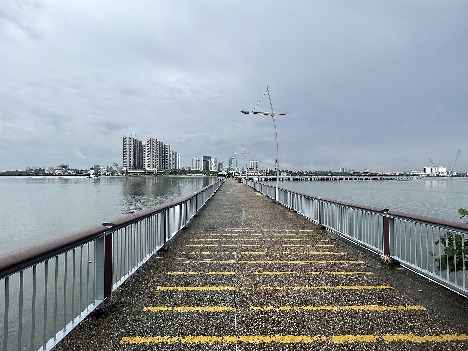 Woodlands Waterfront Park jetty looking toward the Johor Strait